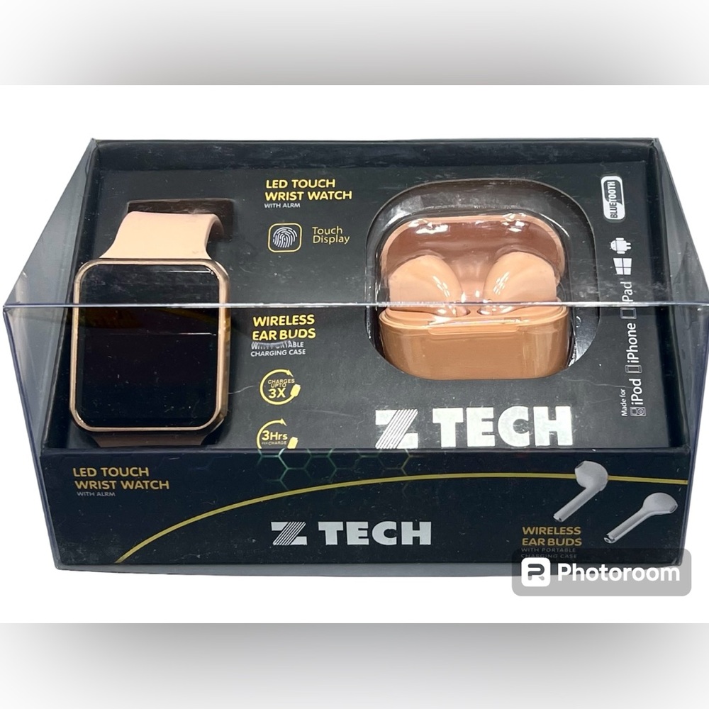 Z Tech LED Wrist Watch With Alarm & Bluetooth Wireless Earbuds